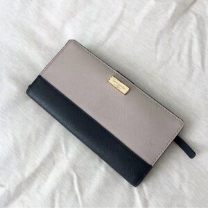 kate spade Two-Tone Taupe and Black Zip Around Wallet